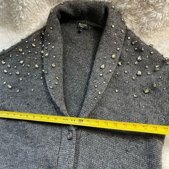Juicy Couture Black Label Dark gray knit Sweater Rhinestone accents.Size XL - Picture 6 of 12